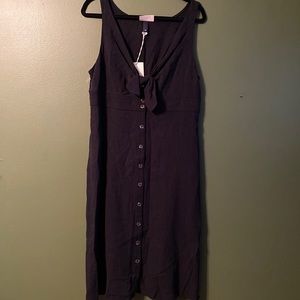 Black Full Length Buttons Dress